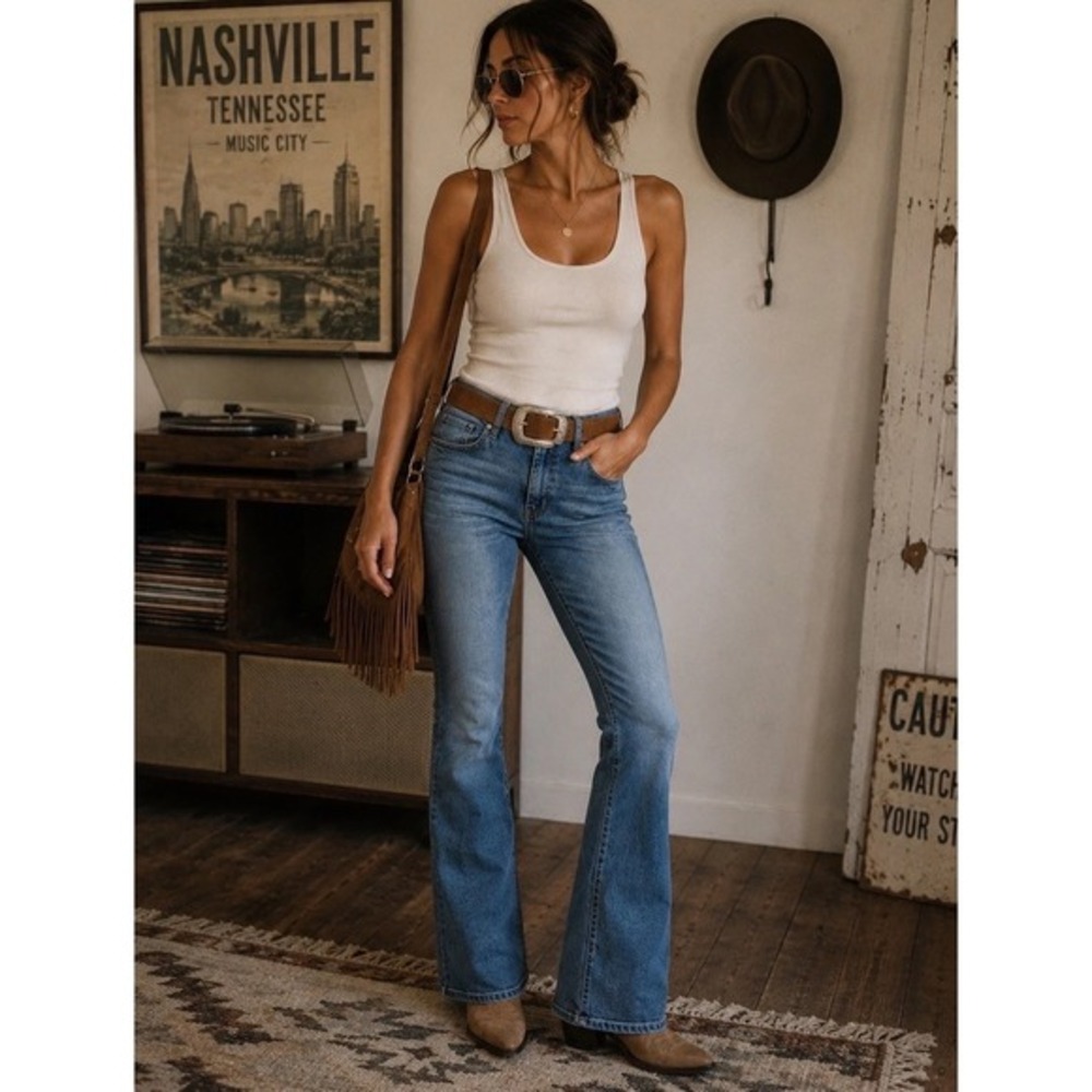 Dear John Jaxtyn High‎ Rise Bootcut Jeans Medium Wash Blue Denim Size 30